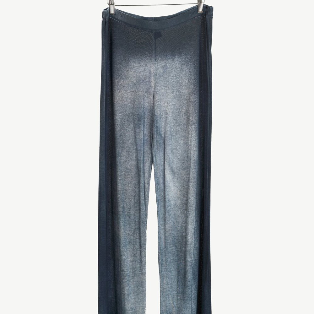 Avant Toi Navy Faded-Effect Jersey Wide-Leg Pants